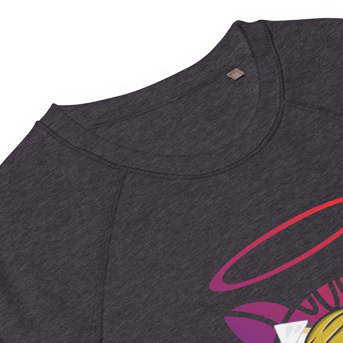 charcoal melange sweatshirt collar close up