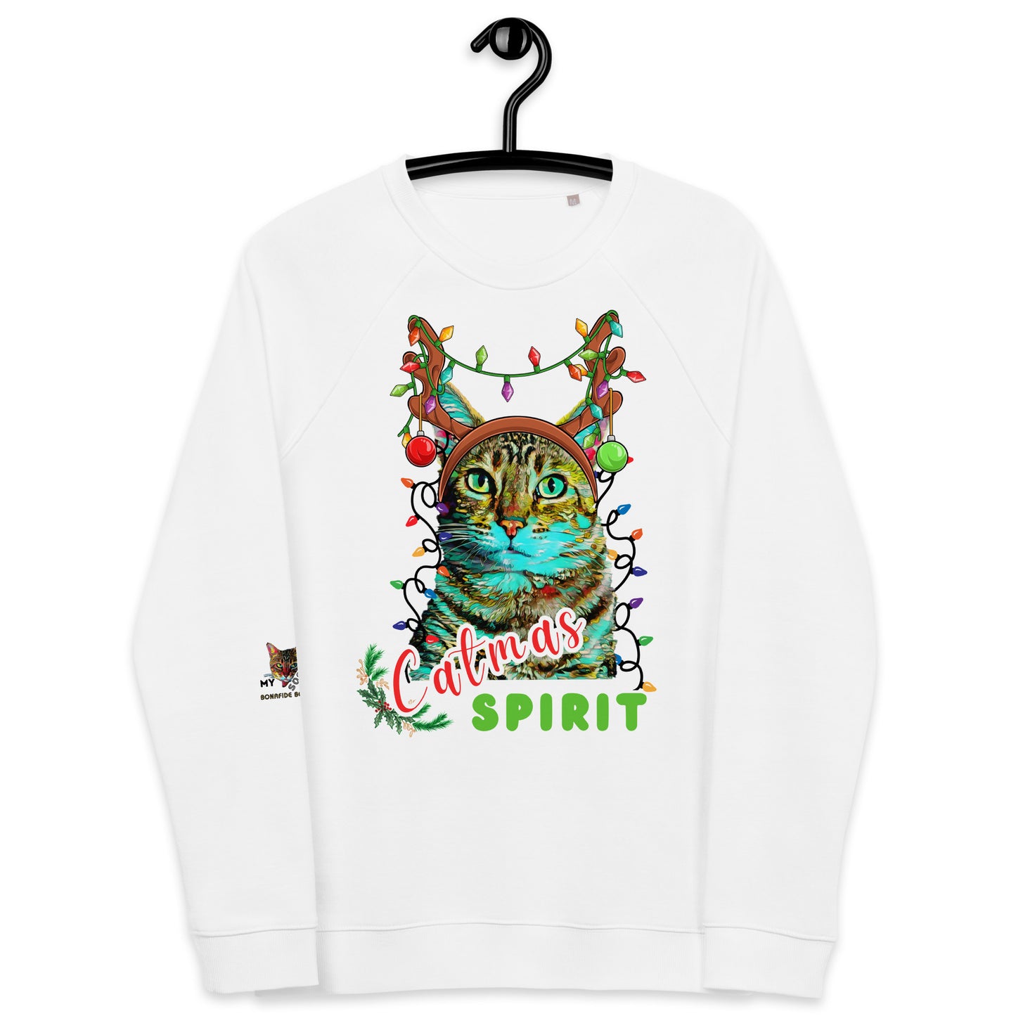 Catmas Spirit Unisex Organic Raglan Sweatshirt