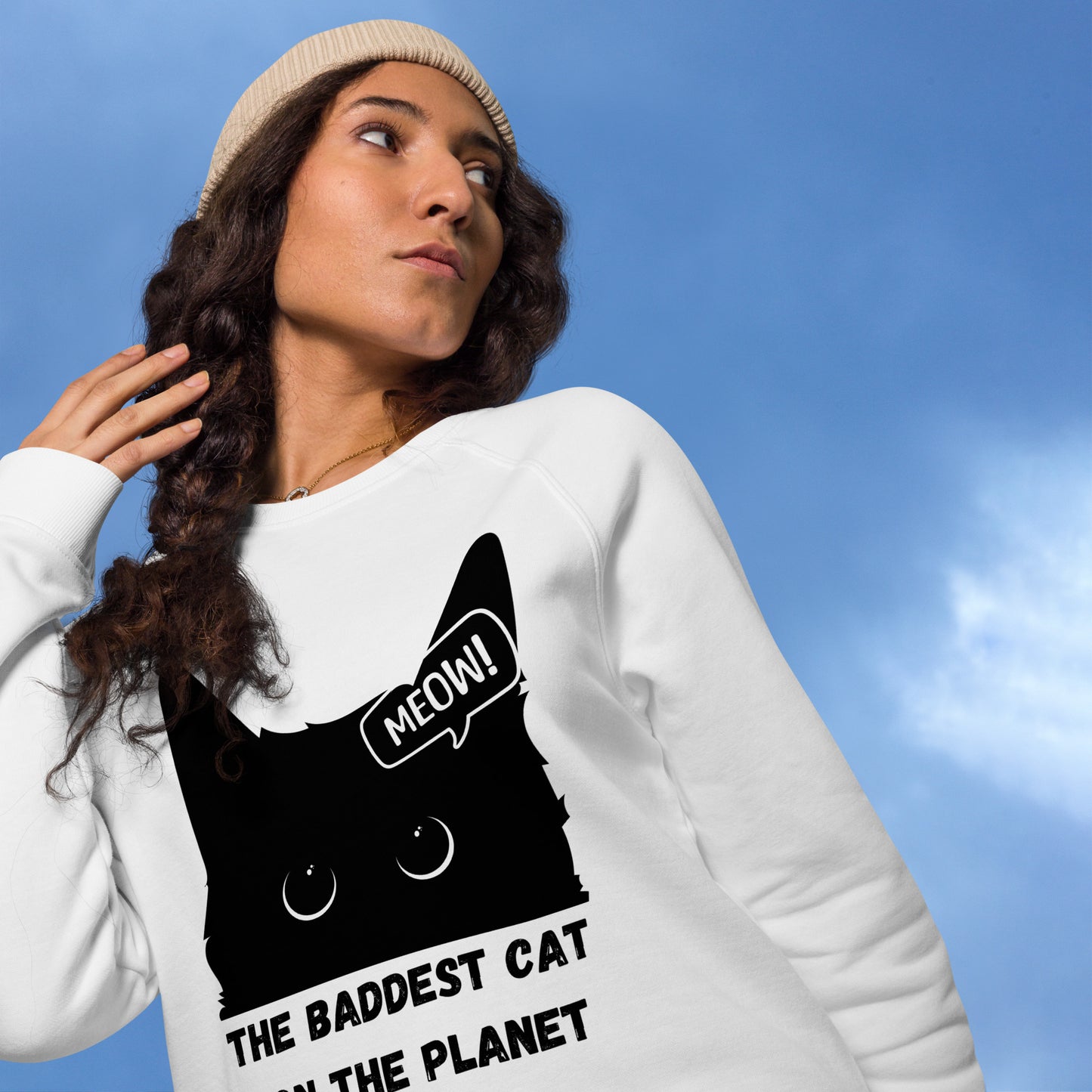 Baddest Cat Unisex Organic Plush Sweatshirt