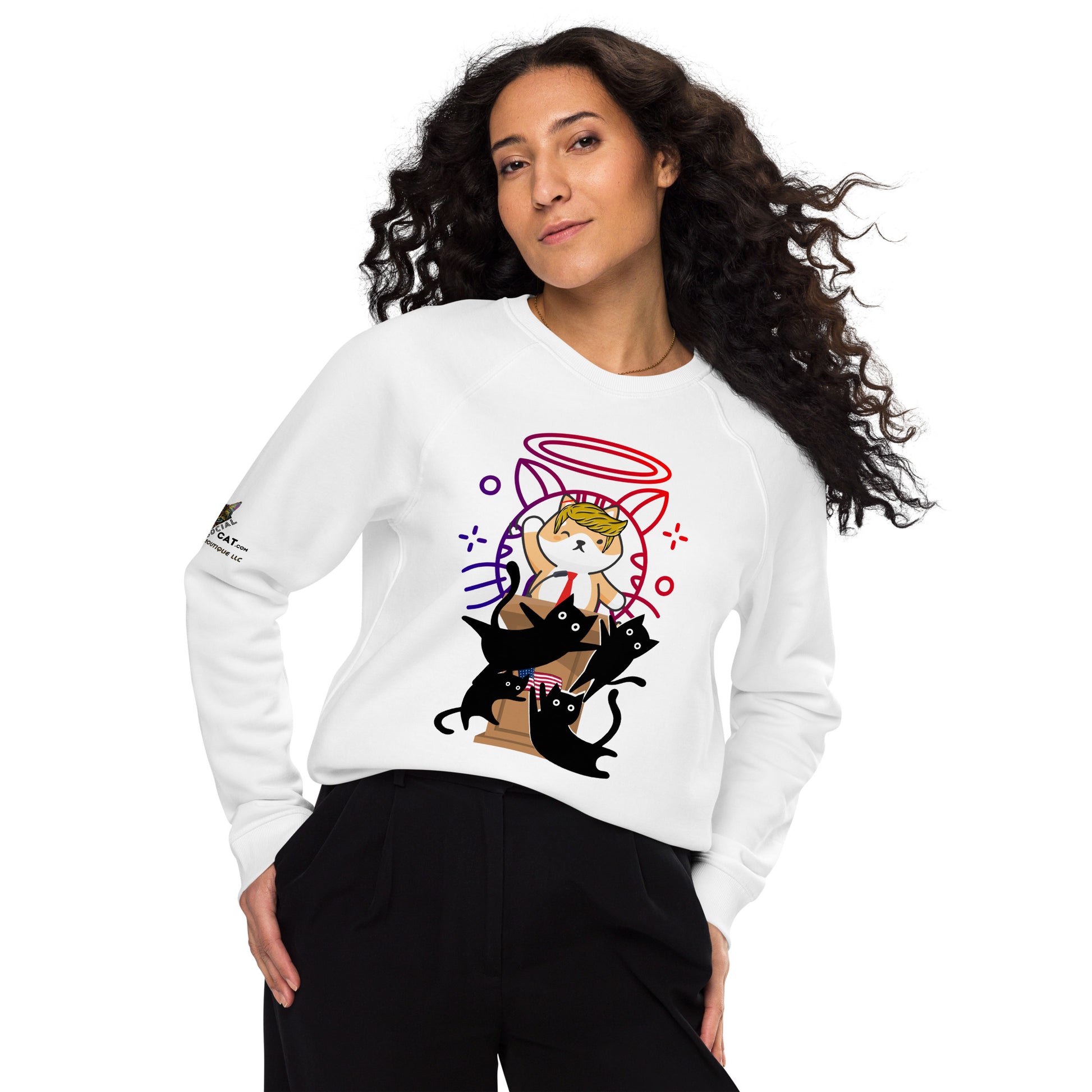 unisex-organic-raglan-sweatshirt-white-front-669de1b6c0c36 trump top dog