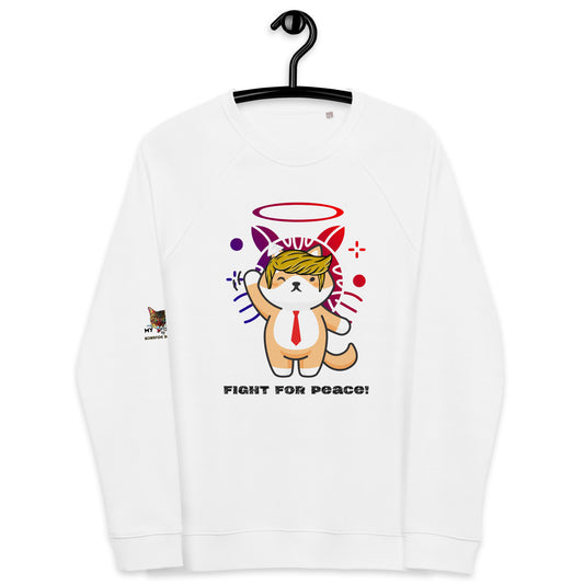 white organic sweatshirt on a hanger
