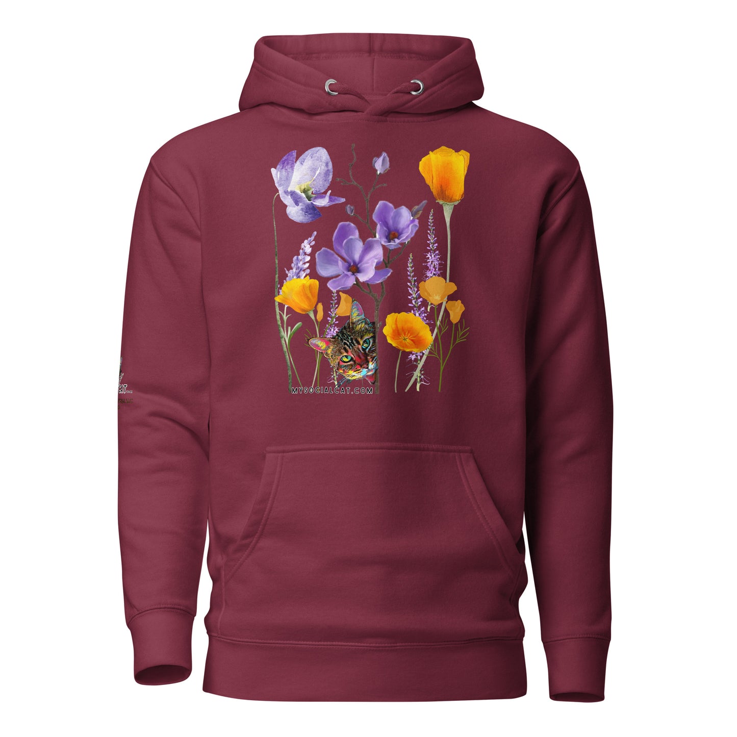 Poppies and Felines Hoodie