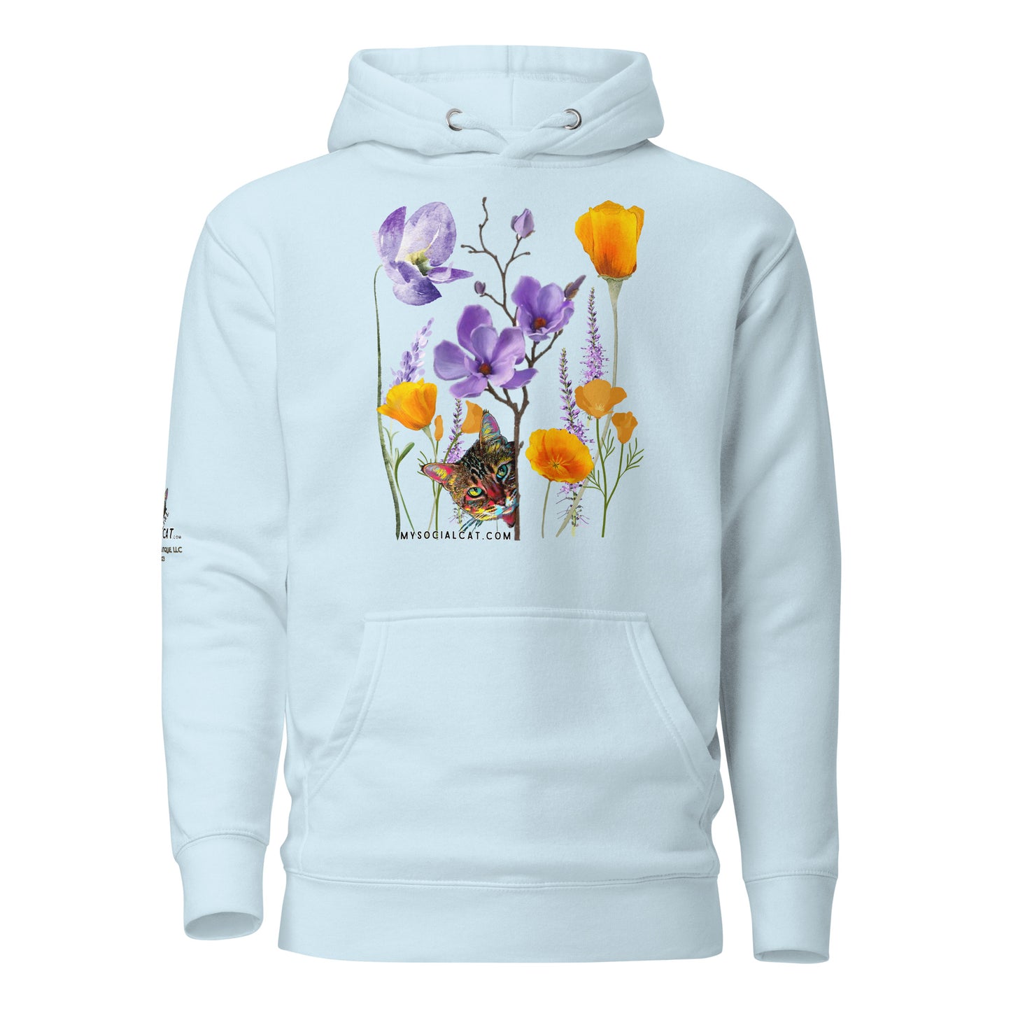 Poppies and Felines Hoodie