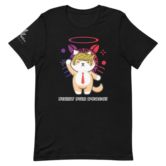black cotton tshirt front trump cat fight for peace