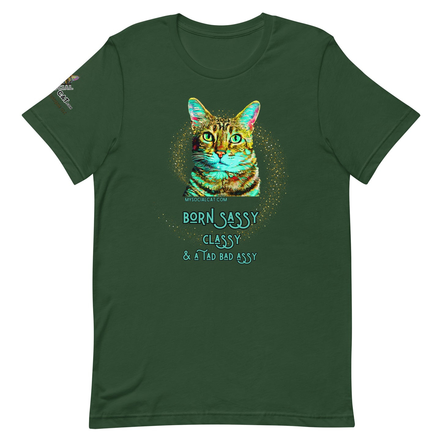 forest green tshirt white background front view unisex