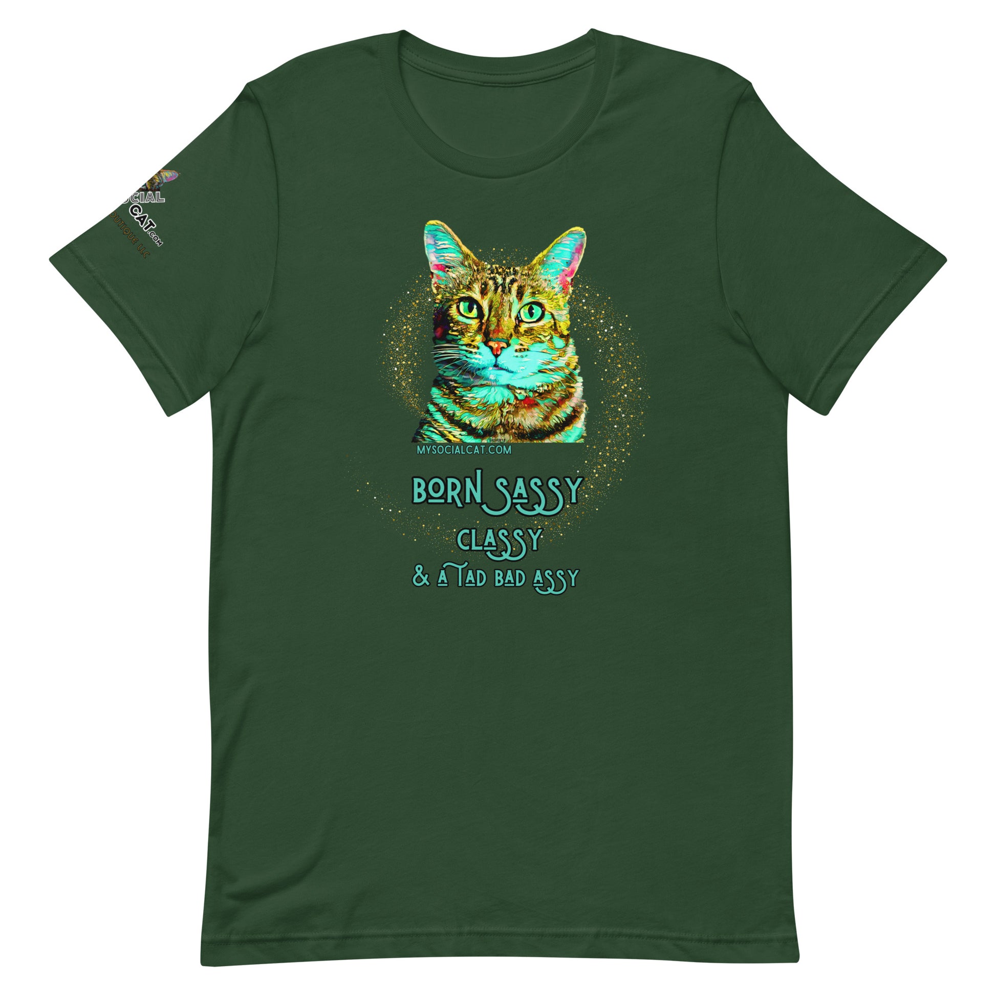 forest green tshirt white background front view unisex