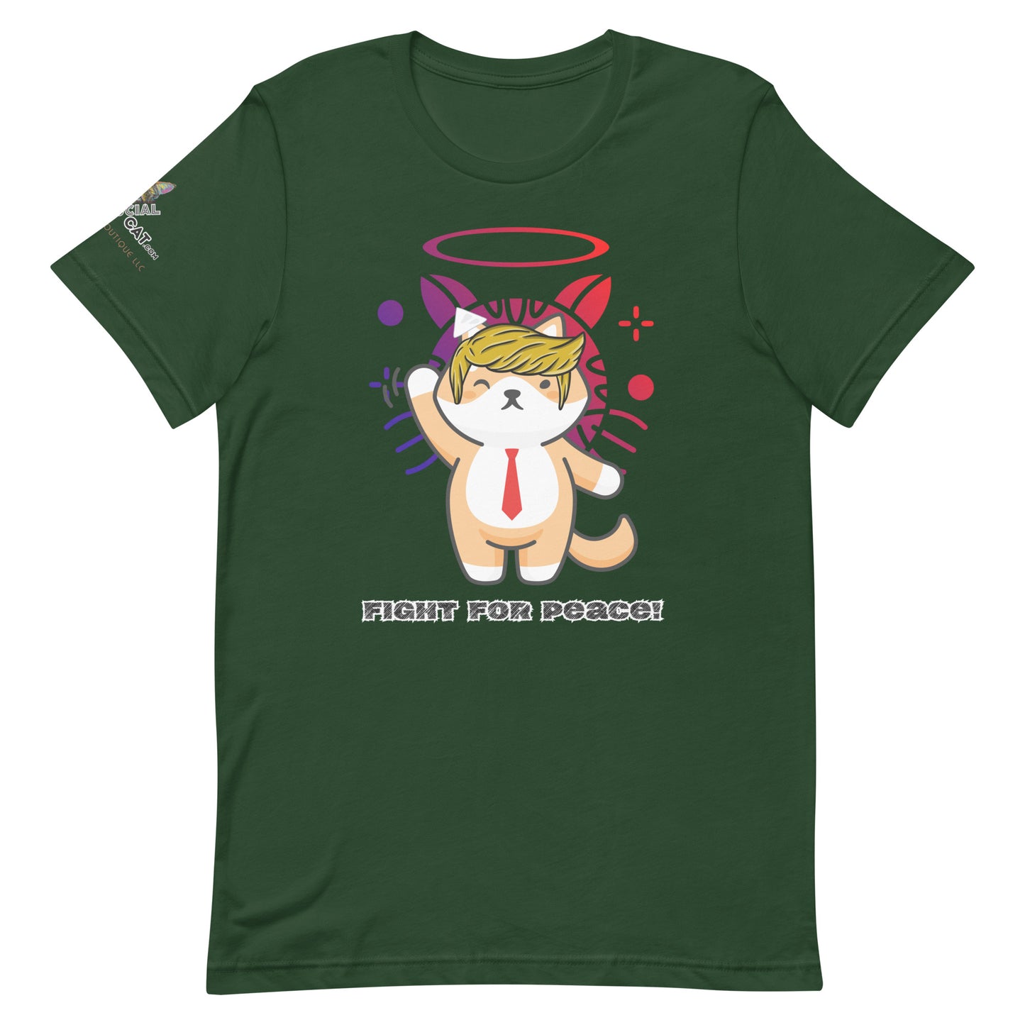 forest green tshirt front view trump fight for peace