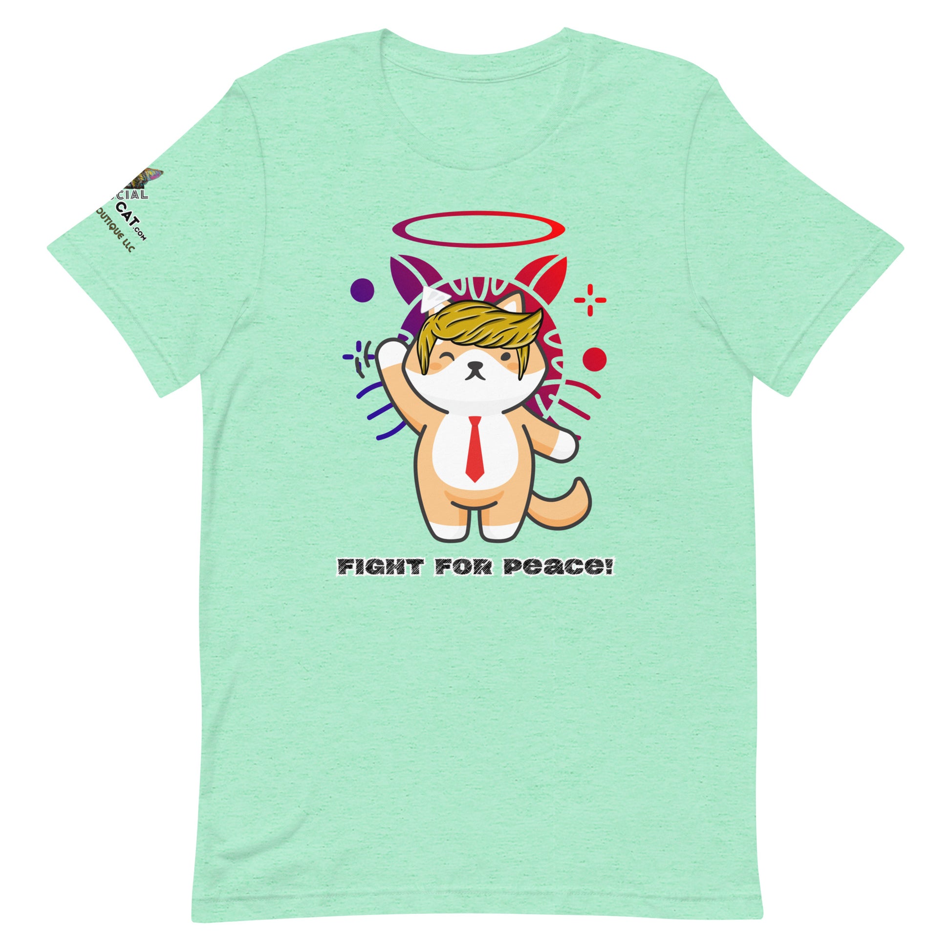 heather mint front vciew tshirt trump fight for peace