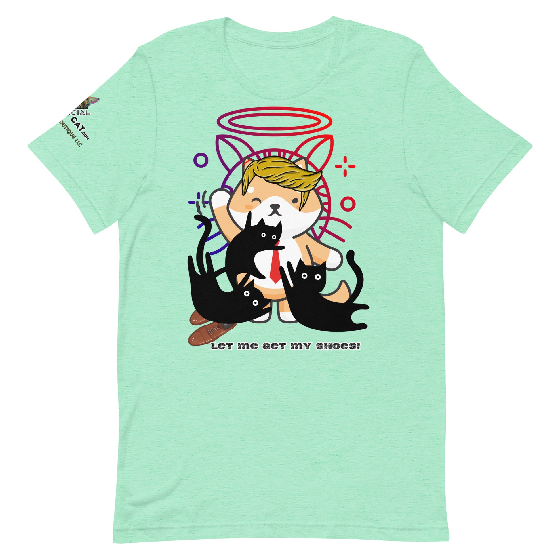 unisex staple heather mint cotton tshirt front trump top dog design let me get my shoes