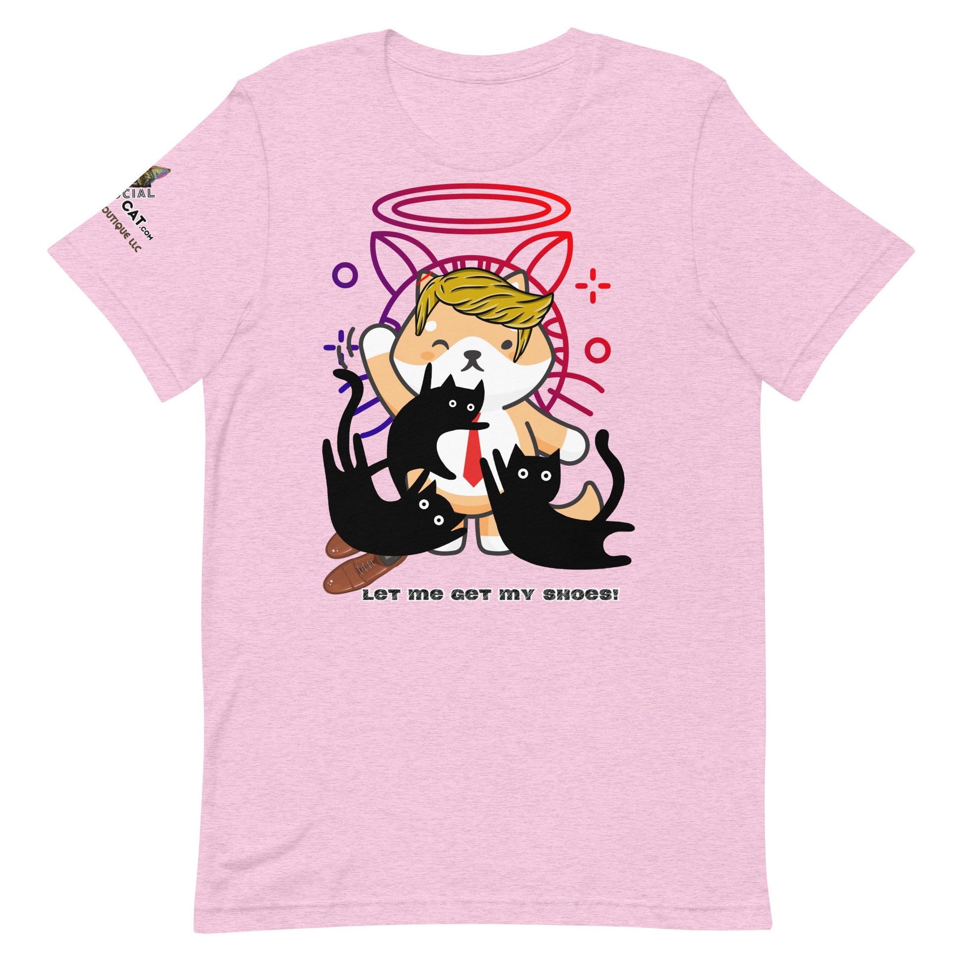 unisex staple heather prism lilac cotton tshirt front trump top dog design let me get my shoes