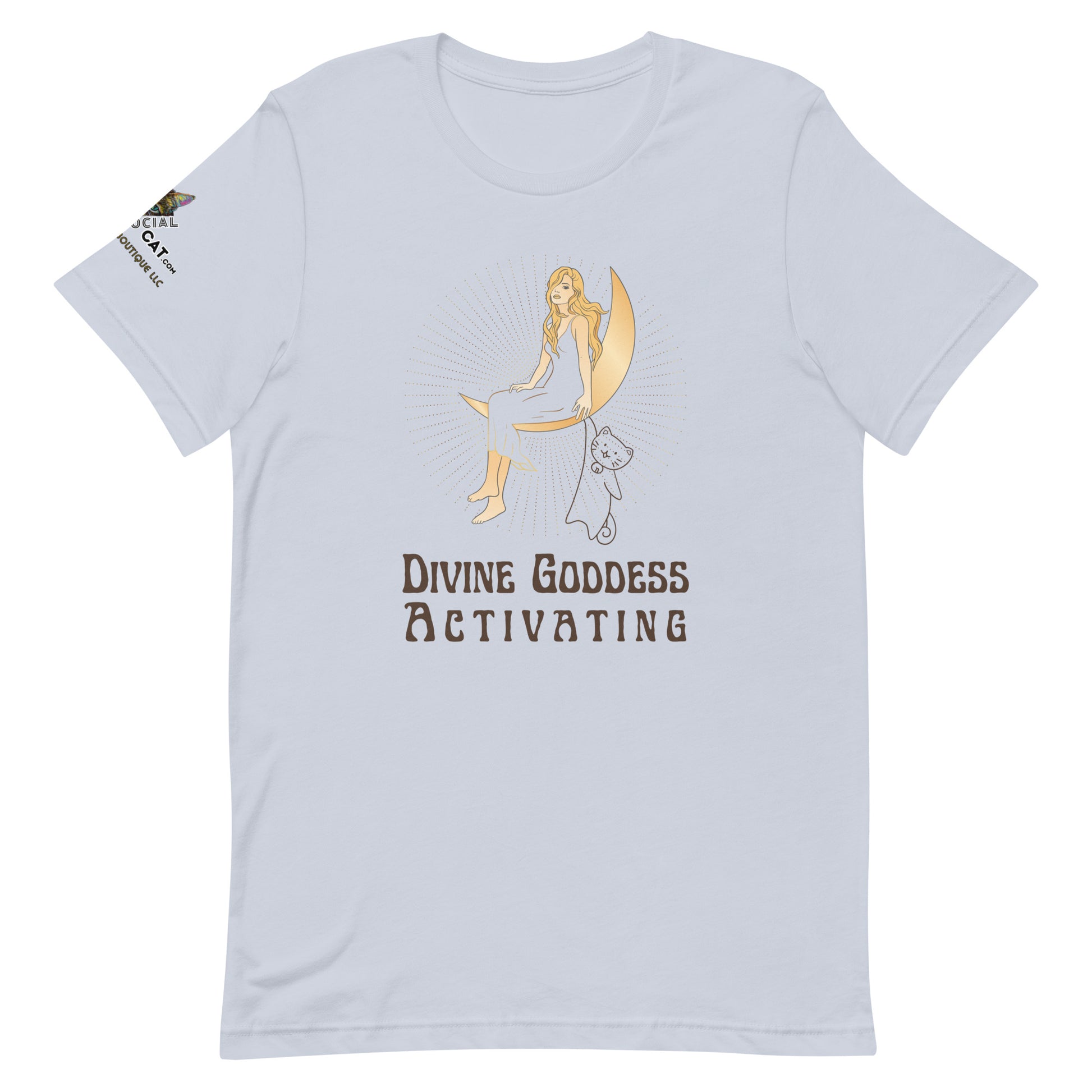 light blue tee on white background