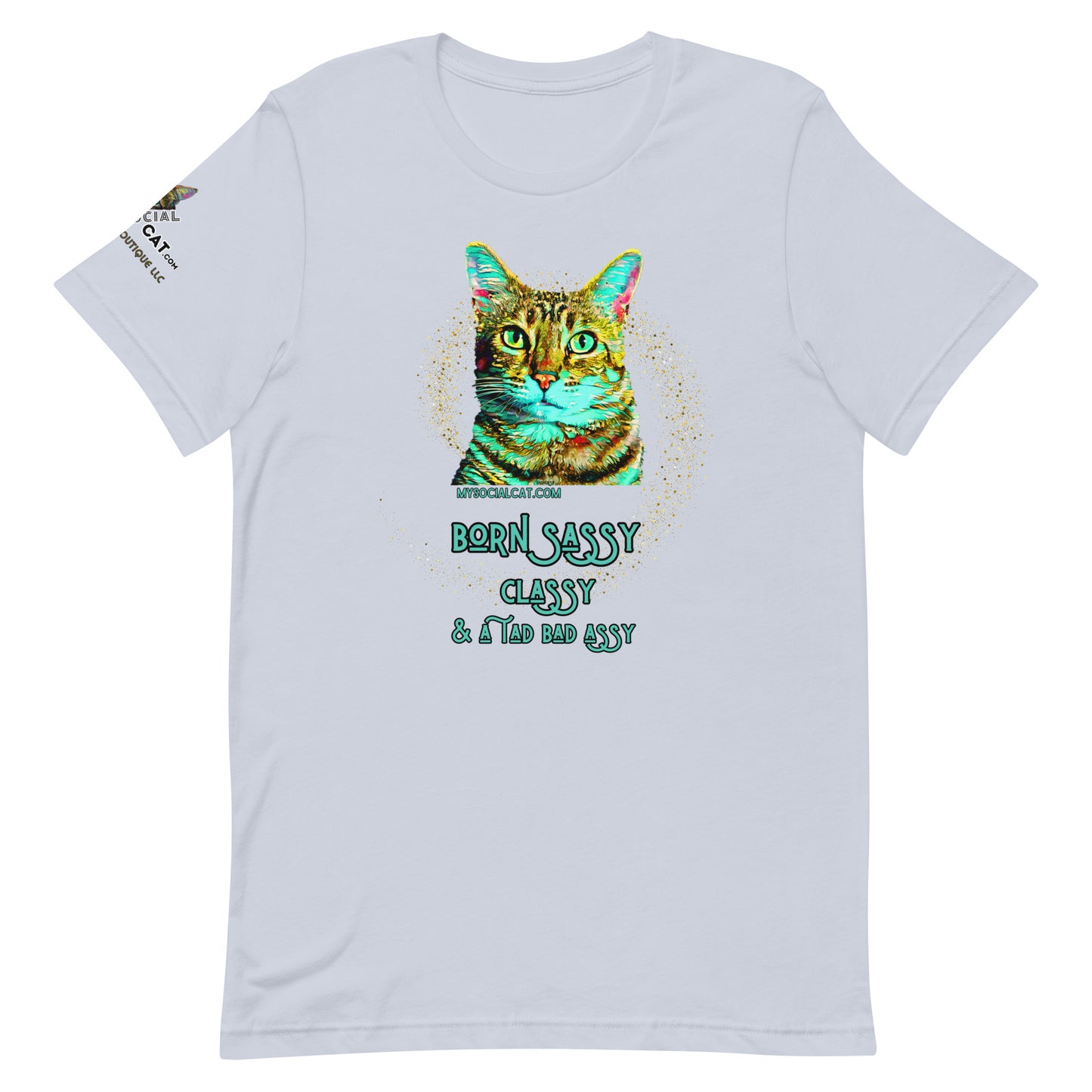 unisex tshirt light blue on white background 
