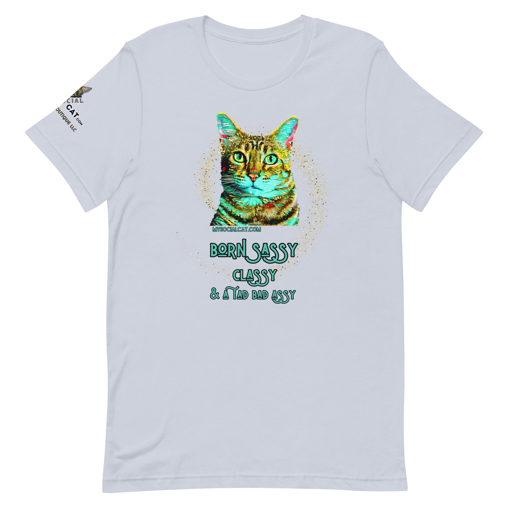 unisex tshirt light blue on white background 