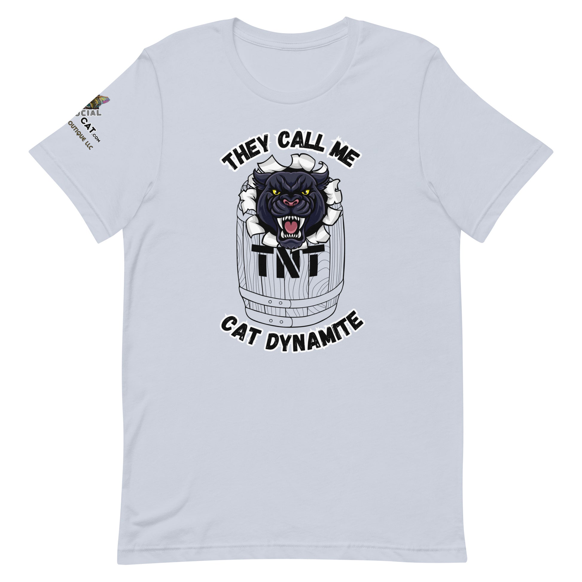 Cat Dynamite Unisex Tee - My Social Cat Bonafide Boutique LLCCat Dynamite Unisex TeeT-shirtMy Social Cat Bonafide Boutique LLCLight BlueXScall mecat