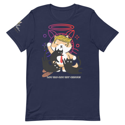 unisex staple navy cotton tshirt front trump top dog design let me get my shoes