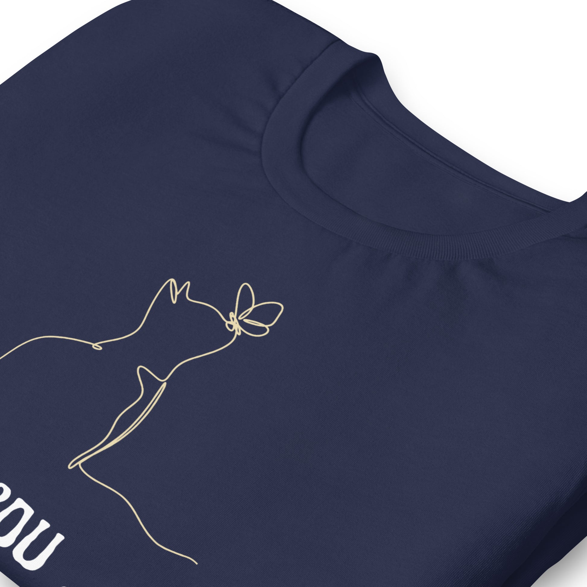 close up collar navy tshirt on white background