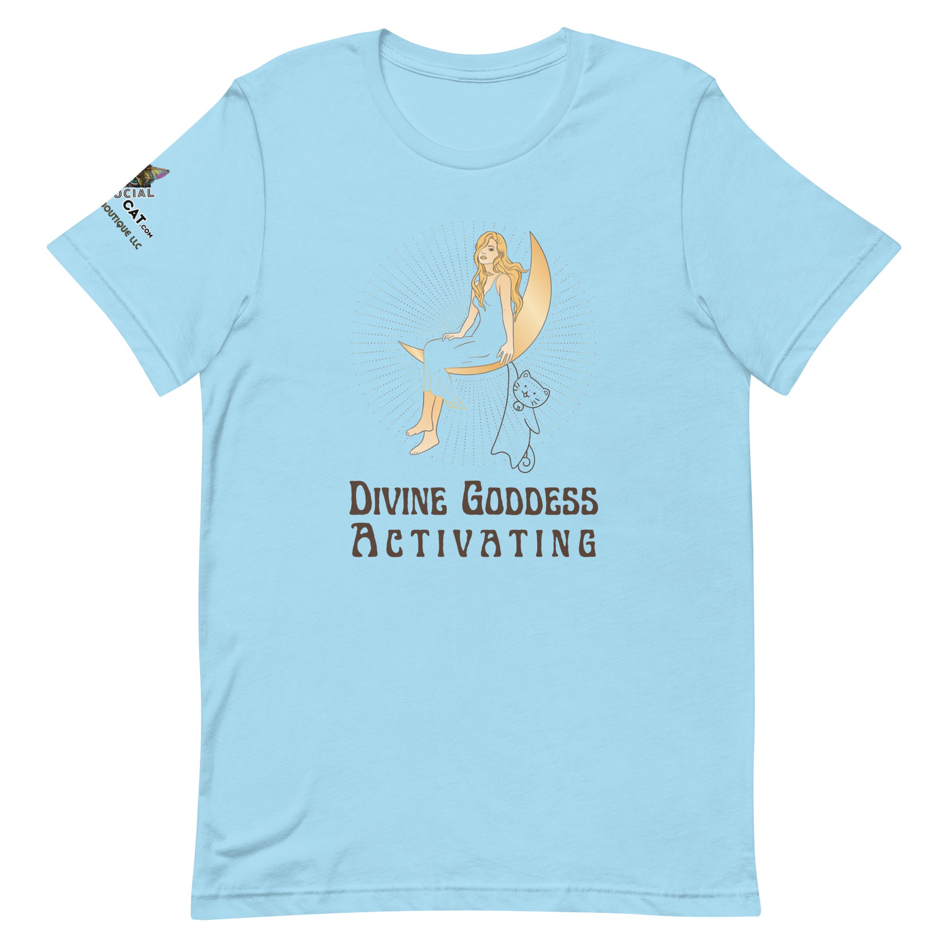 ocean blue tee on white background