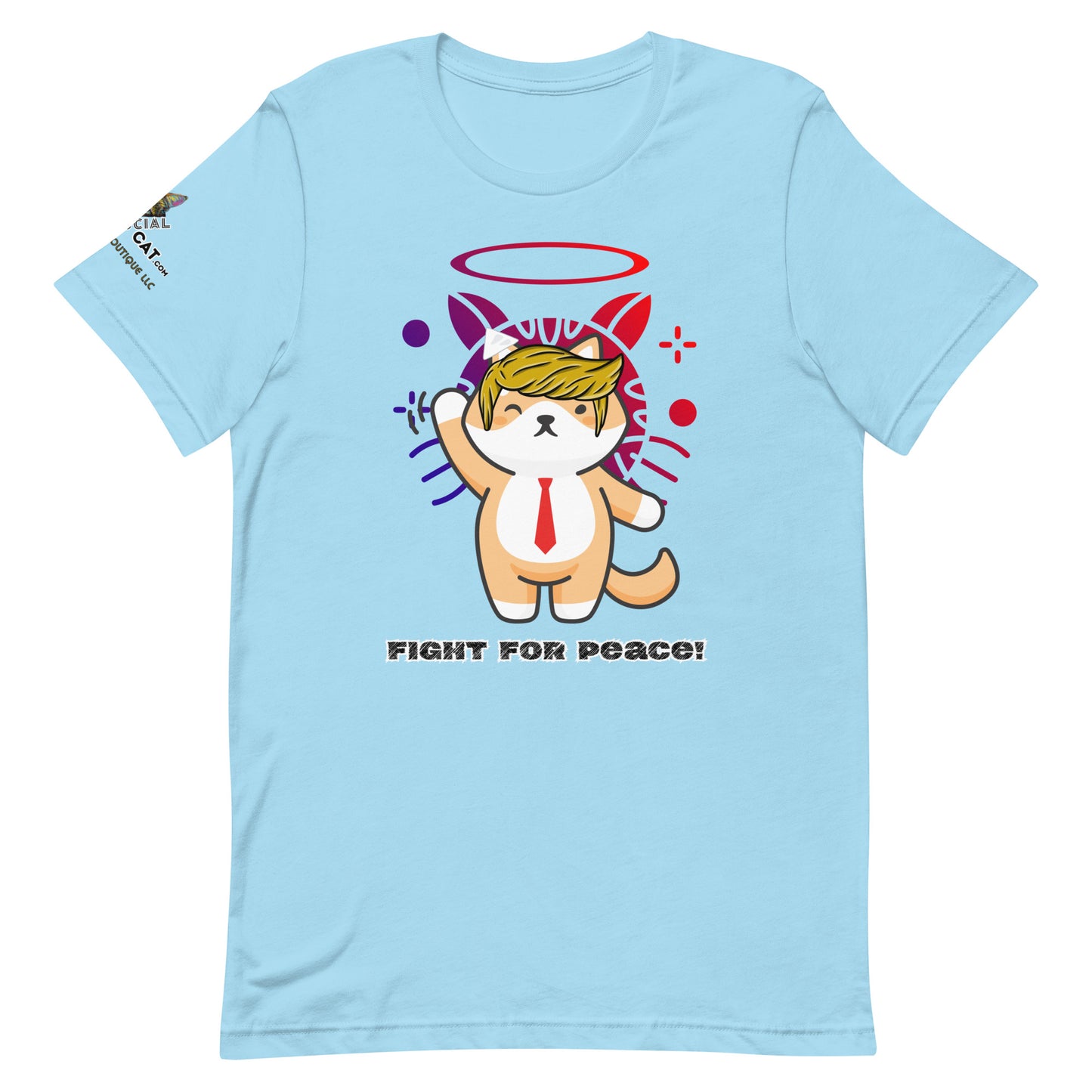 ocean blue cotton tshirt front view trump fight for peace