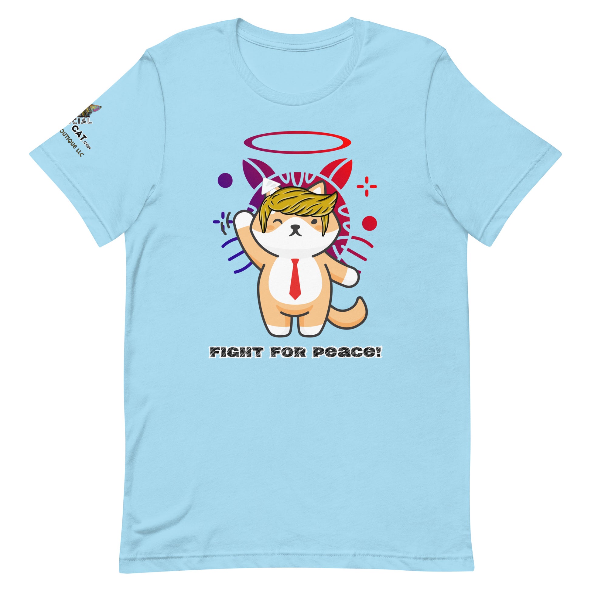 ocean blue cotton tshirt front view trump fight for peace