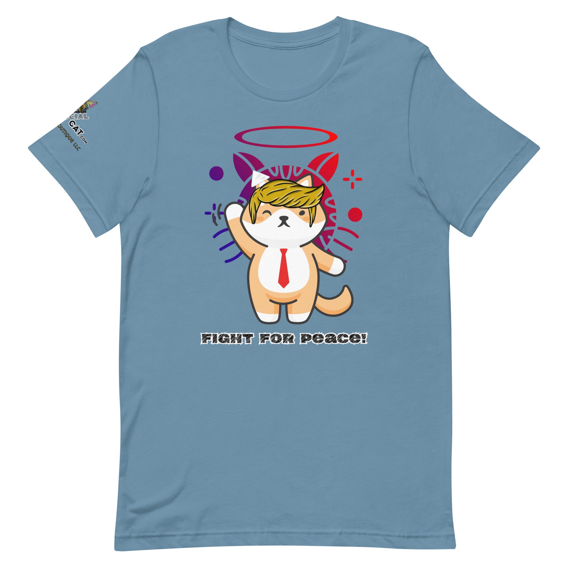 steel blue front view tshirt trump fight for peace