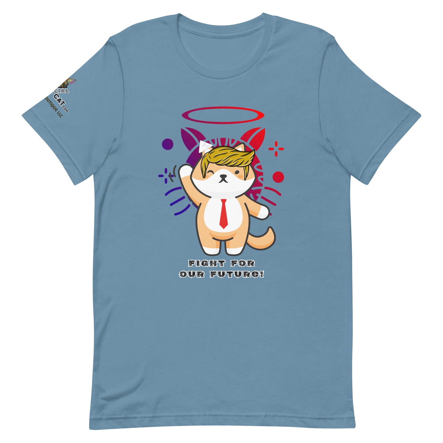unisex steel blue cotton tee trump top dog fight for our future design