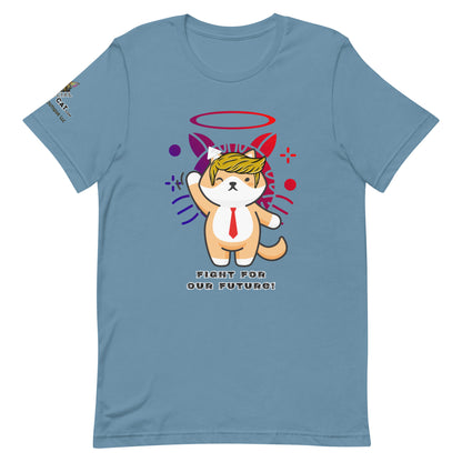 unisex steel blue cotton tee trump top dog fight for our future design