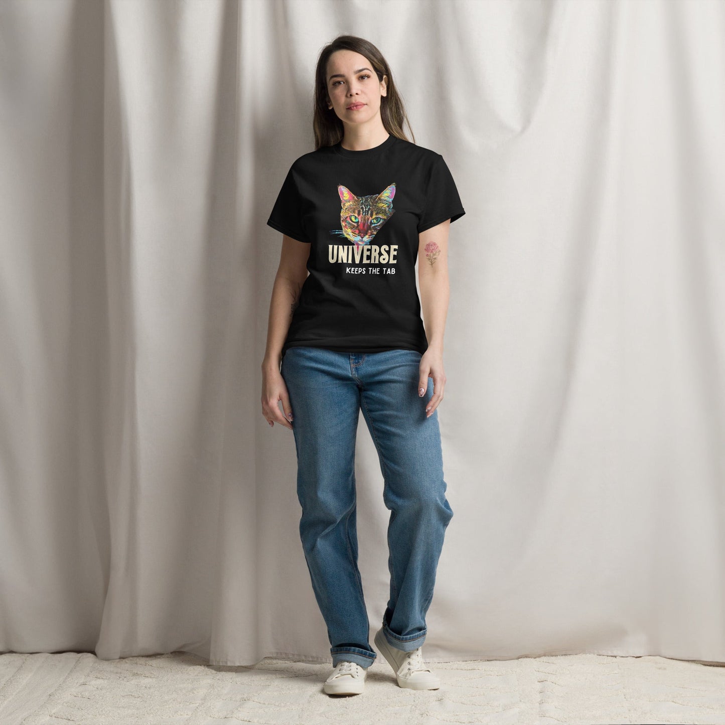 Universe Keeps the Tab Unisex Classic Tee - My Social Cat Bonafide Boutique LLCUniverse Keeps the Tab Unisex Classic TeeT-shirtMy Social Cat Bonafide Boutique LLCScatkarma