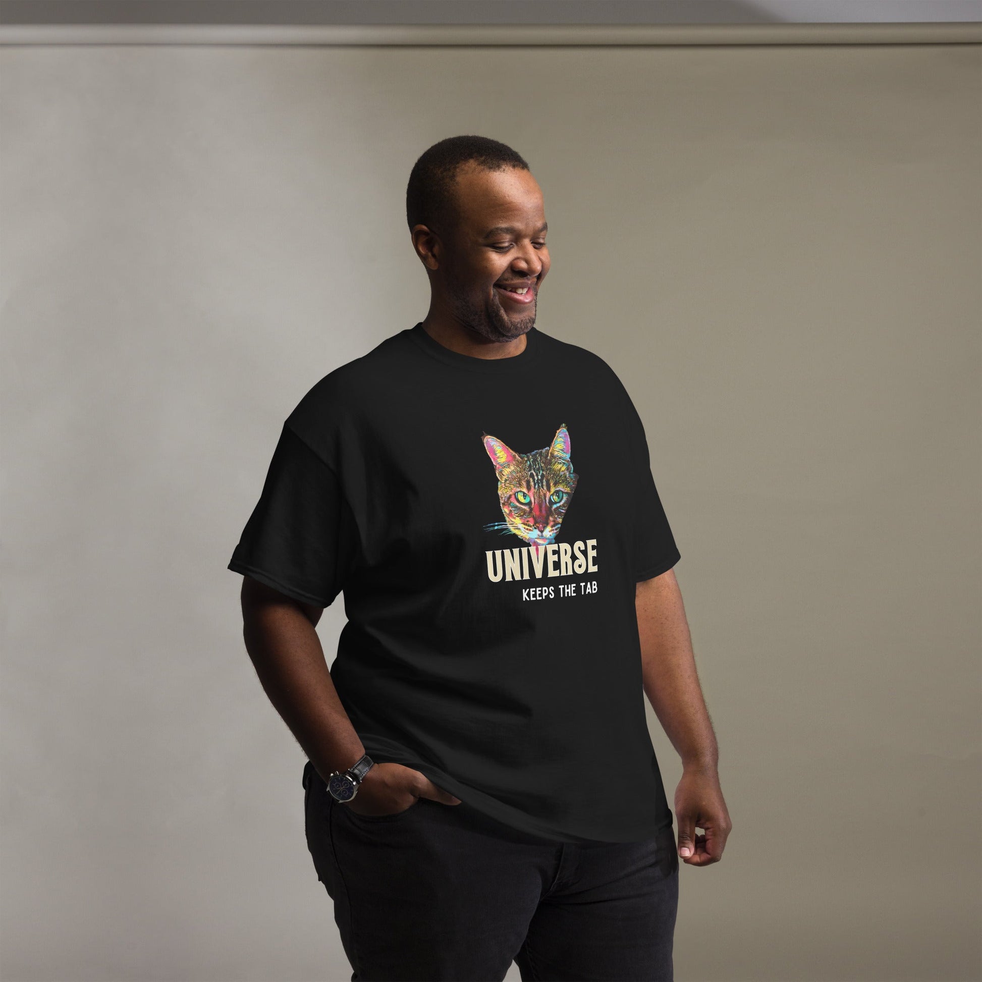 Universe Keeps the Tab Unisex Classic Tee - My Social Cat Bonafide Boutique LLCUniverse Keeps the Tab Unisex Classic TeeT-shirtMy Social Cat Bonafide Boutique LLCScatkarma