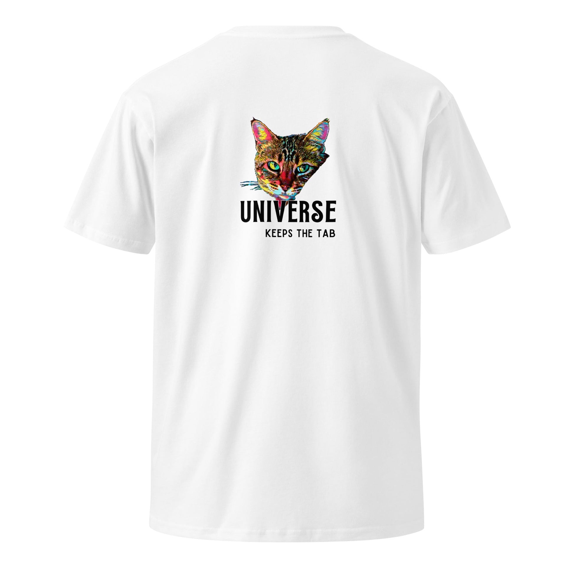 Universe Keeps the Tab Unisex Premium Tee - My Social Cat Bonafide Boutique LLCUniverse Keeps the Tab Unisex Premium TeeT-shirtMy Social Cat Bonafide Boutique LLCWhiteScatkarma