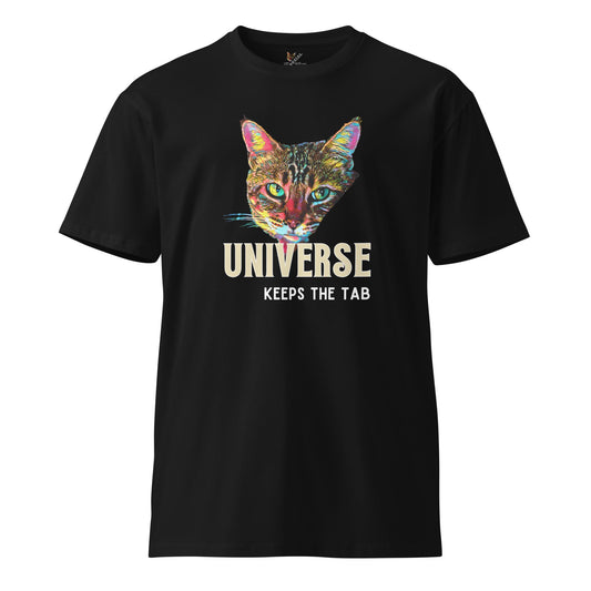 Universe Keeps the Tab Unisex Premium Tee - My Social Cat Bonafide Boutique LLCUniverse Keeps the Tab Unisex Premium TeeT-shirtMy Social Cat Bonafide Boutique LLCScatkarma