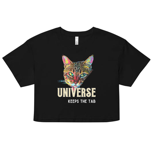 Universe Keeps the Tab Women’s Crop Top - My Social Cat Bonafide Boutique LLCUniverse Keeps the Tab Women’s Crop Topcrop topMy Social Cat Bonafide Boutique LLCBlackXScatshirt