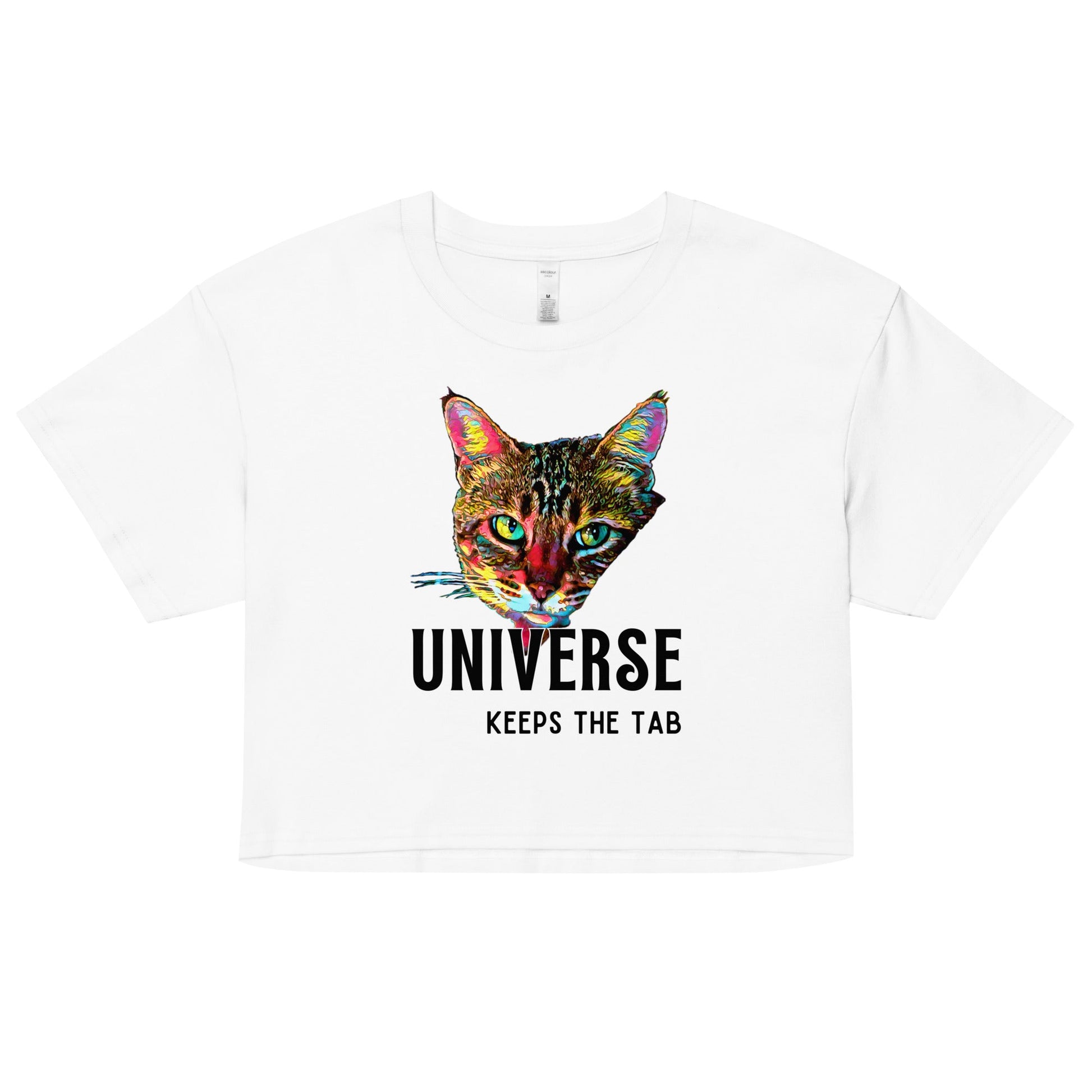 Universe Keeps the Tab Women’s Crop Top - My Social Cat Bonafide Boutique LLCUniverse Keeps the Tab Women’s Crop Topcrop topMy Social Cat Bonafide Boutique LLCWhiteXScatshirt