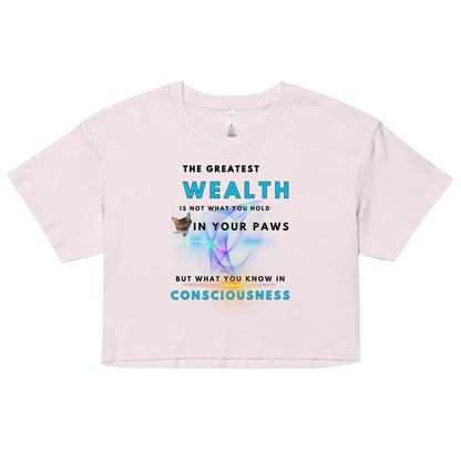 Wealth is Consciousness Women’s Crop Top - My Social Cat Bonafide Boutique LLCWealth is Consciousness Women’s Crop TopT-shirtMy Social Cat Bonafide Boutique LLCOrchidXScropshirt