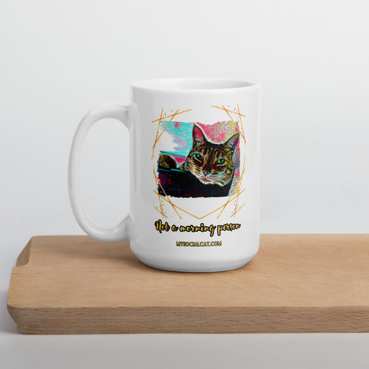 white-glossy-mug-white-15oz-cutting-board white ceramic mug with cat graphic not a morning person buy mysocialcat.com