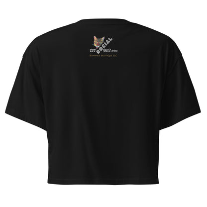 back side crop top black womens