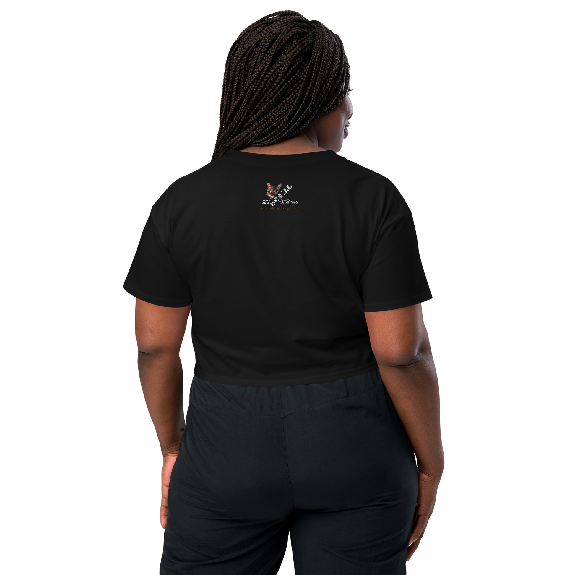 Person wearing a black outfit on a white background