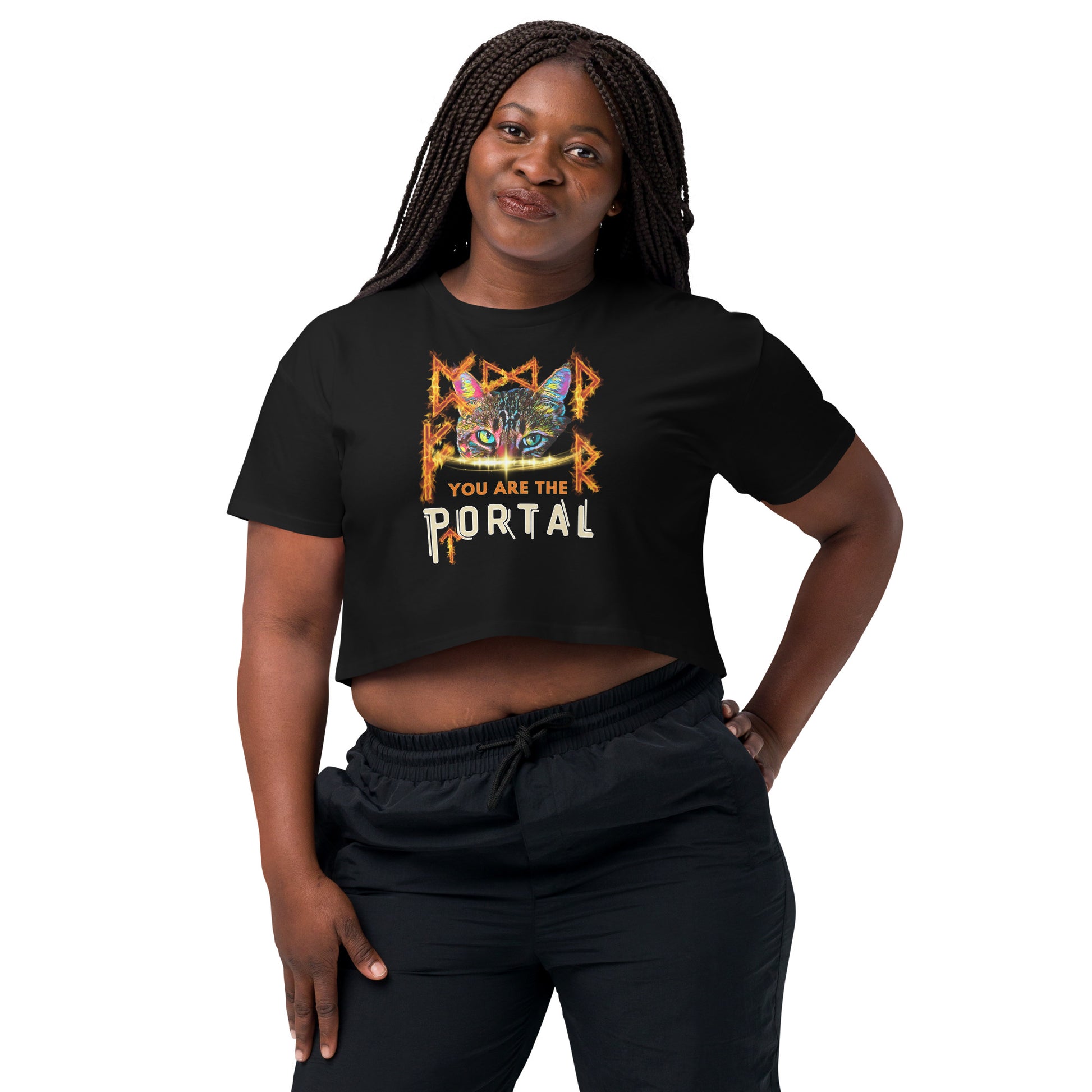 crop top black women cat portal