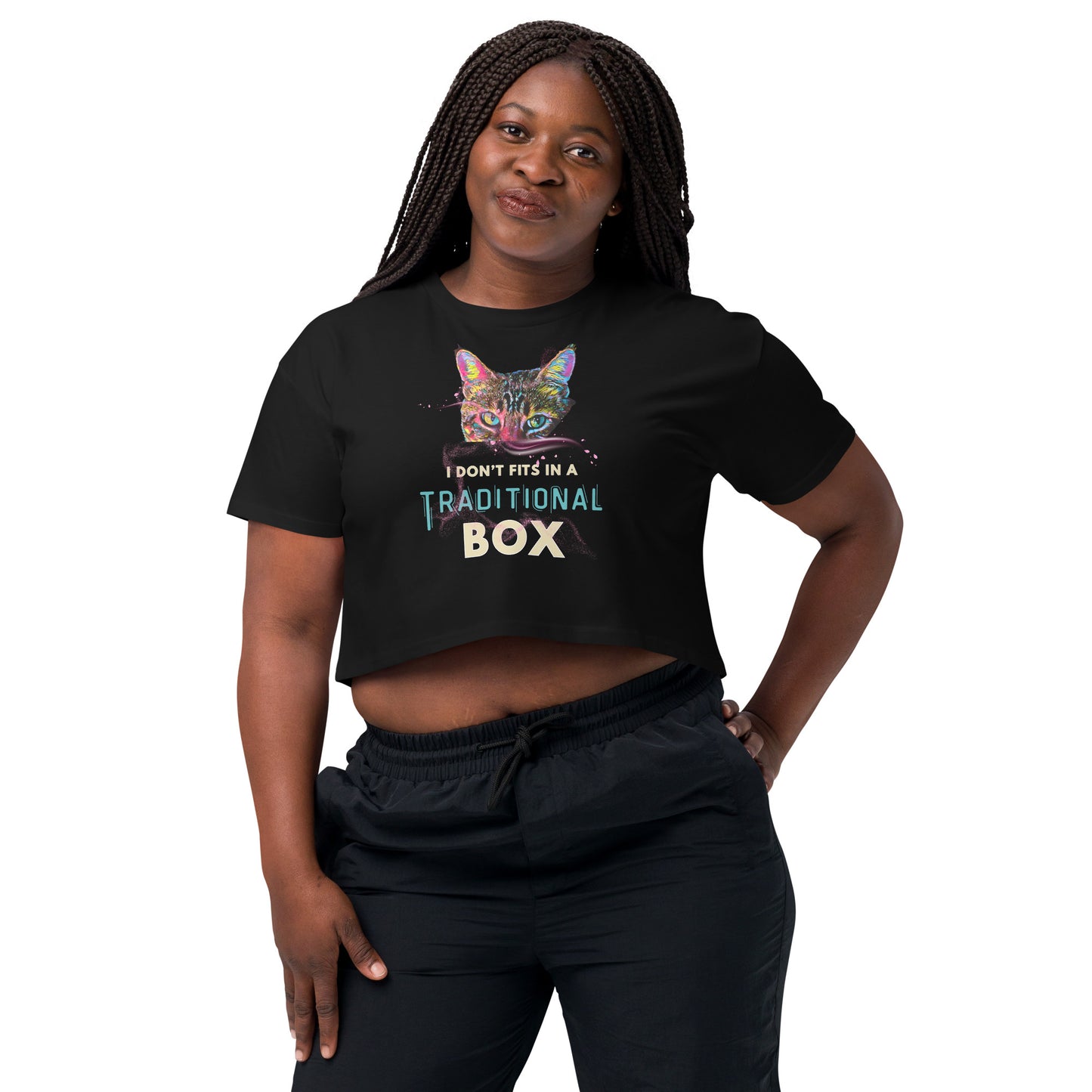 Person wearing a black t-shirt with 'Diamond in the Rough' text and graphic on a white background