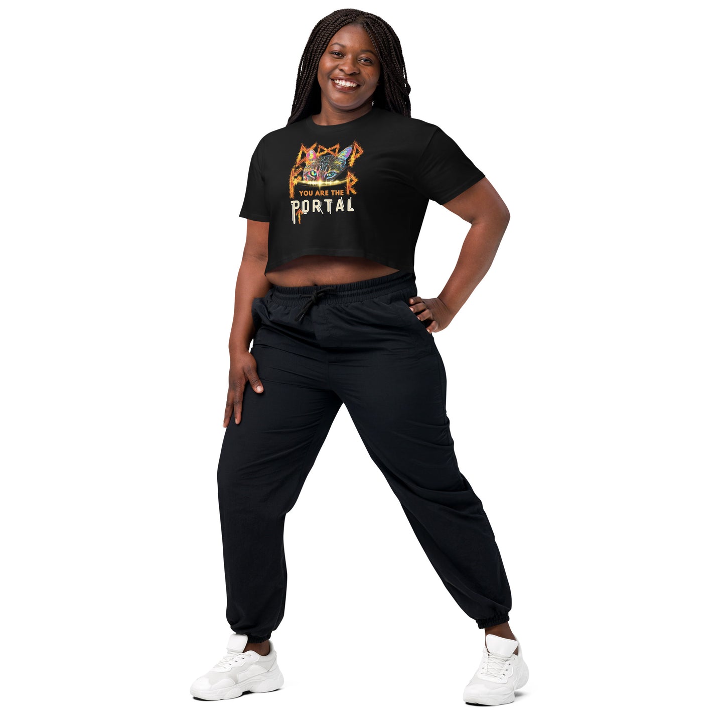 crop top black women cat portal