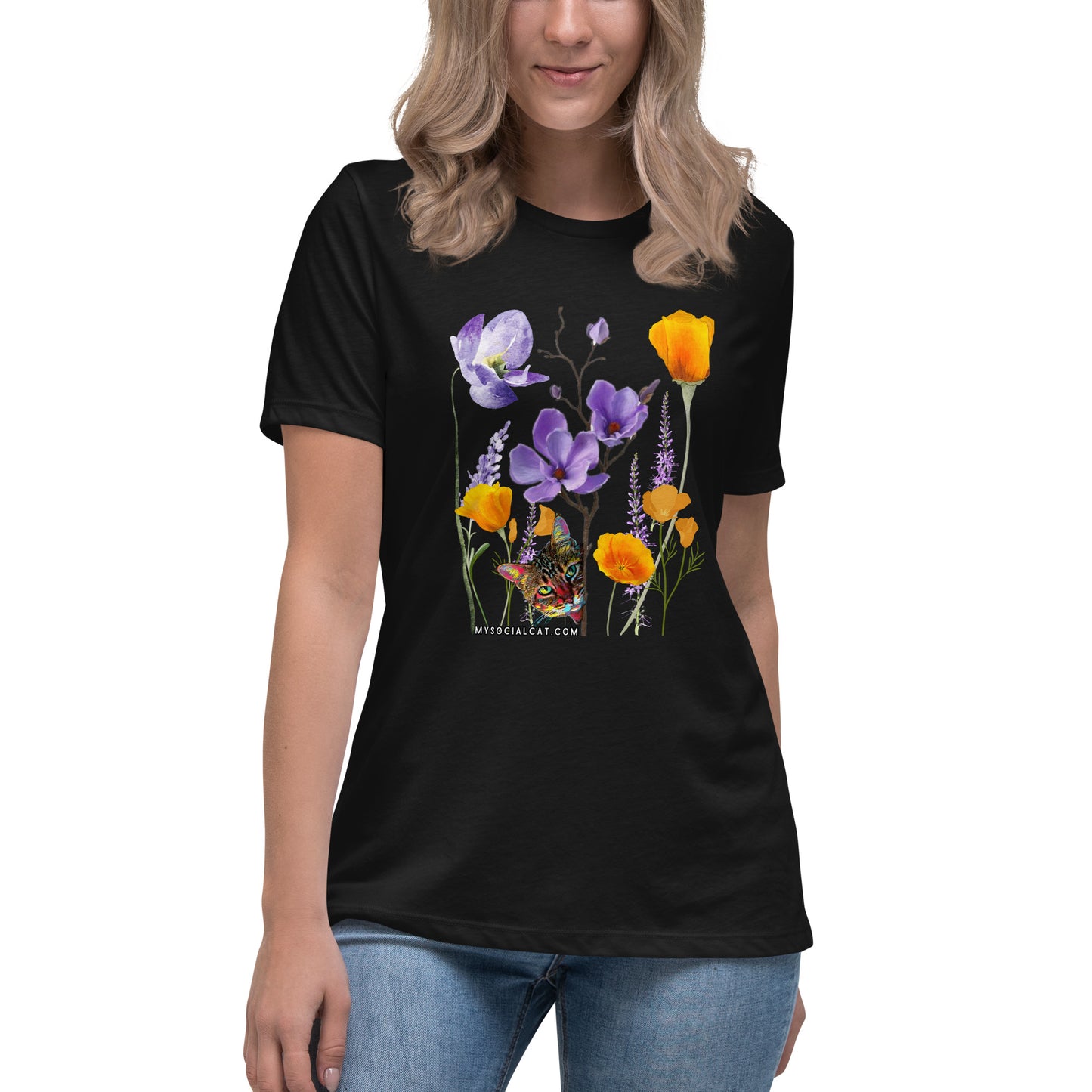 Poppies and Felines Women's Relaxed Tee