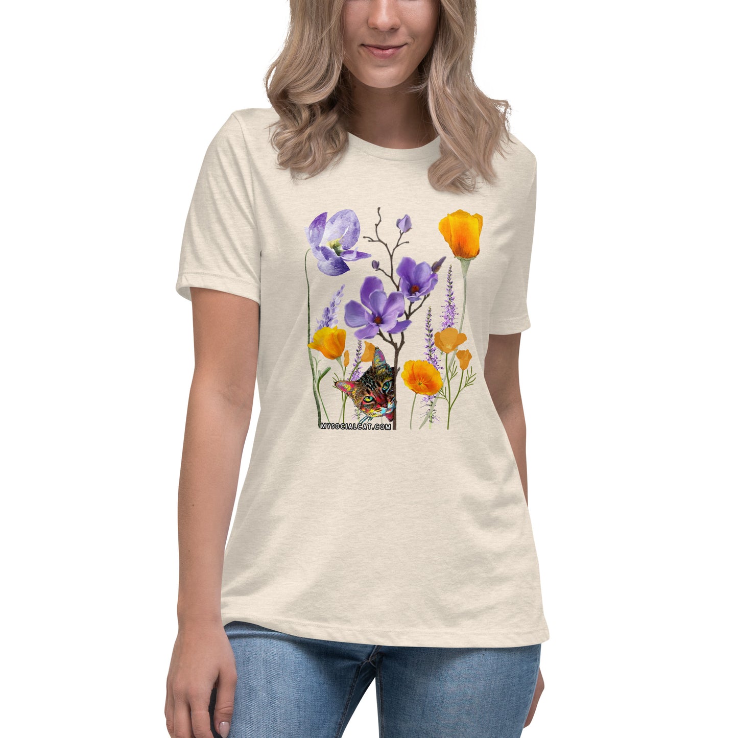 Poppies and Felines Women's Relaxed Tee