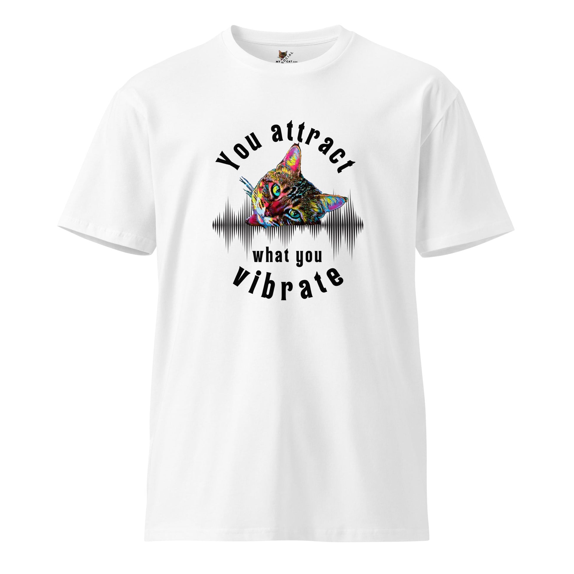 You Attract What You Vibrate Unisex Premium Tee - My Social Cat Bonafide Boutique LLCYou Attract What You Vibrate Unisex Premium TeeT-shirtMy Social Cat Bonafide Boutique LLCWhiteSattractcat